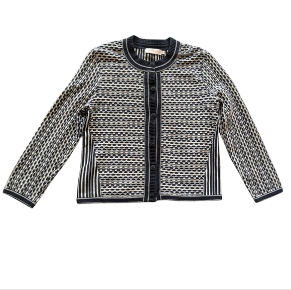Tory Burch Monique Cardigan Navy and Ivory sz S - Picture 2 of 8